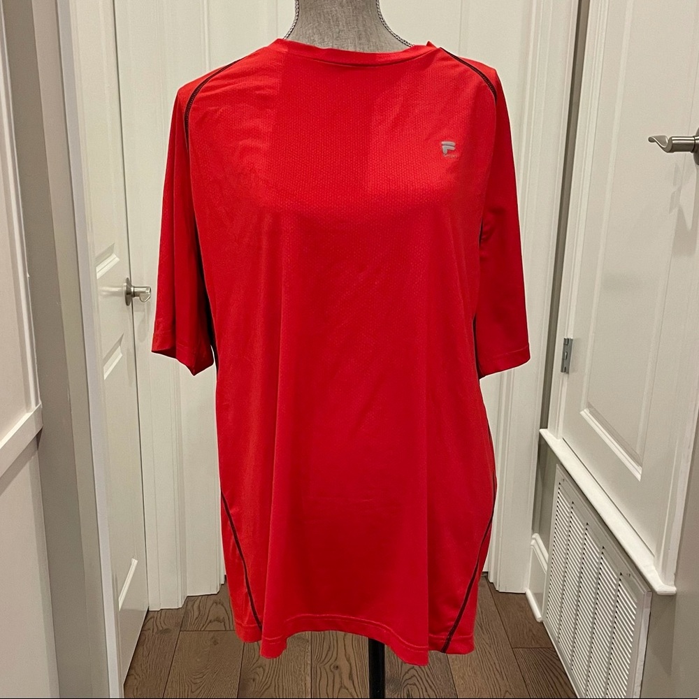 🌸🌸SALE! 4 for $20! MEN’S FILA SPORT DRI FIT BLACK & RED SHIRT SZ XXL